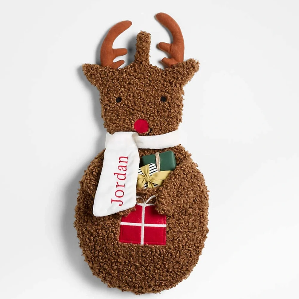 Crate&kids Brown Reindeer Holiday Stocking Crate&barrel
